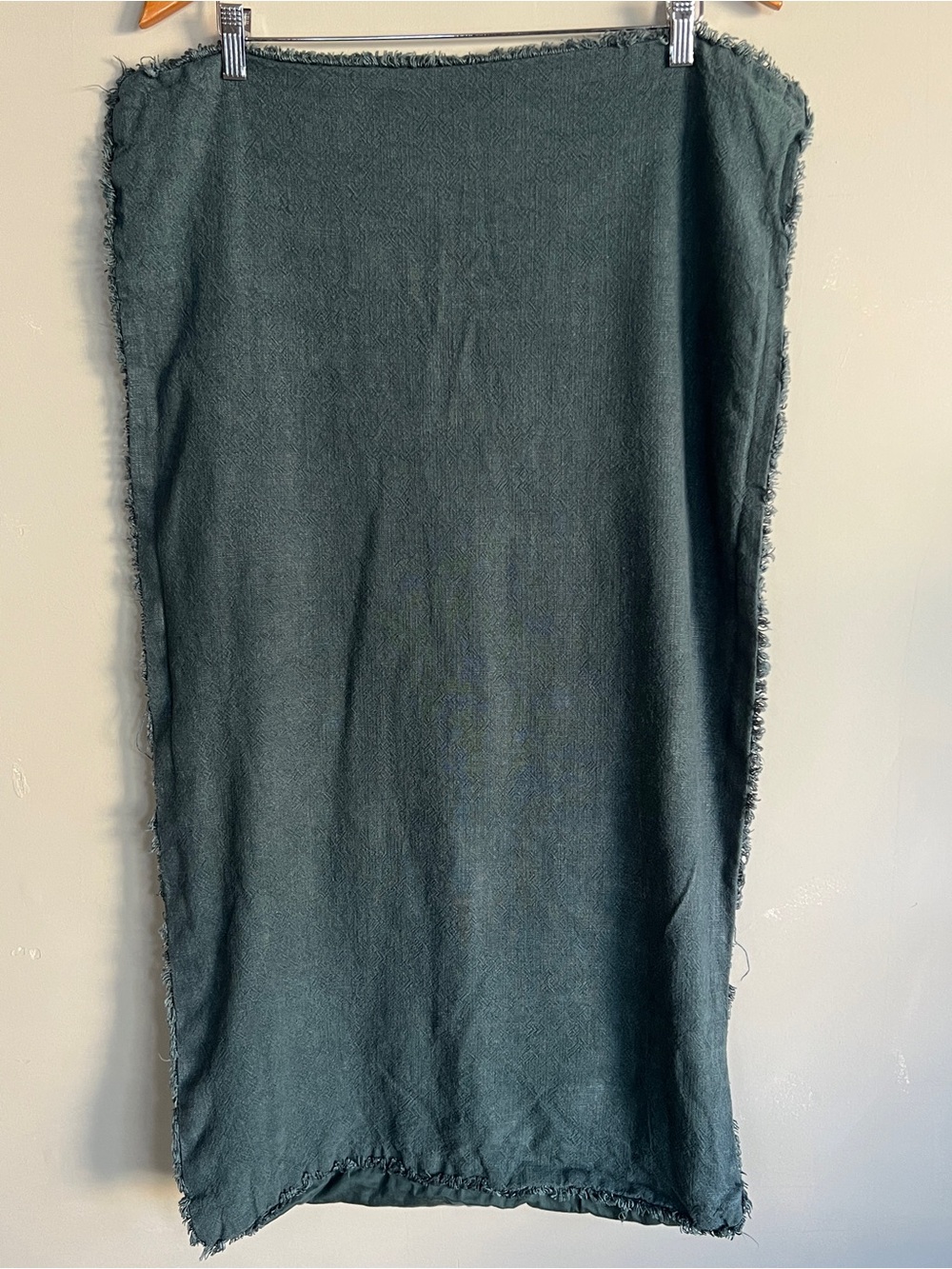 King Size Casaluna Heavyweight Linen Blend Fringe Pillow Sham Hunter Dark Green